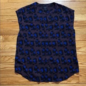 J.Crew Purple & Royal Blue Leopard Print Blouse